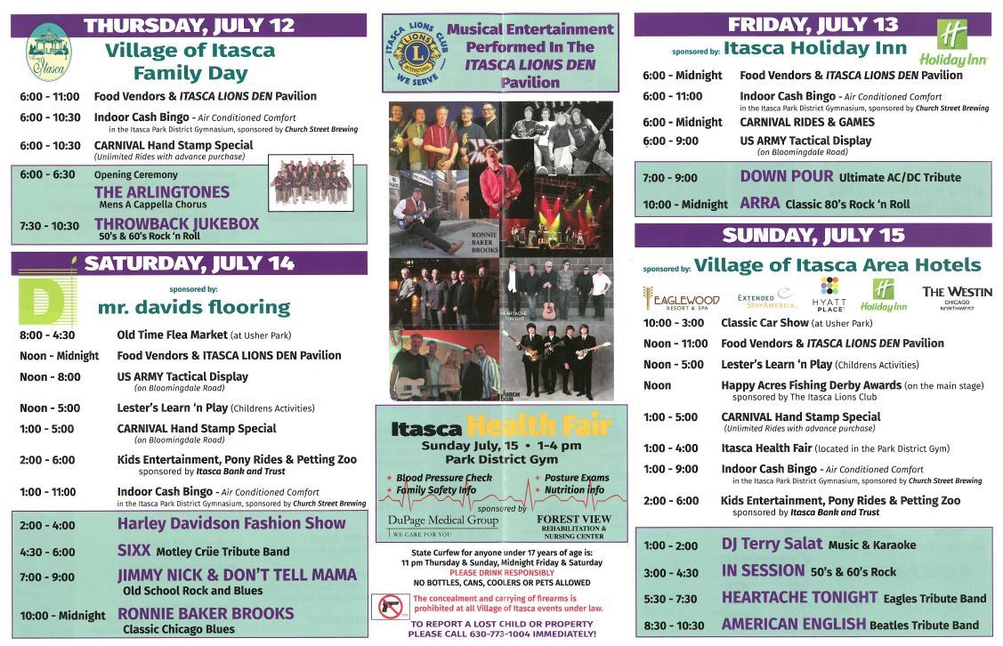 ItascaFest 2018 Schedule